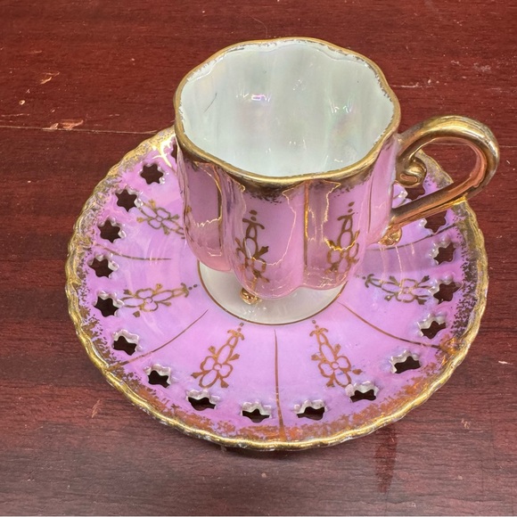 Enesco Tea China Cup & Saucer Japan Pink Gold Vintage - Picture 4 of 16